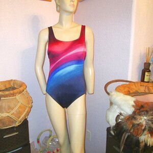 Longitude Rainbow Ombré One Piece Swimsuit Size 8 Powernet Tummy Control Bra